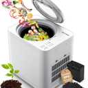 AIRMSEN 4L Electric Composter for Kitchen, 3H Rapid Composting, 320 Drying, Built-in Serrated Blade and 2 Odorless Filter, White