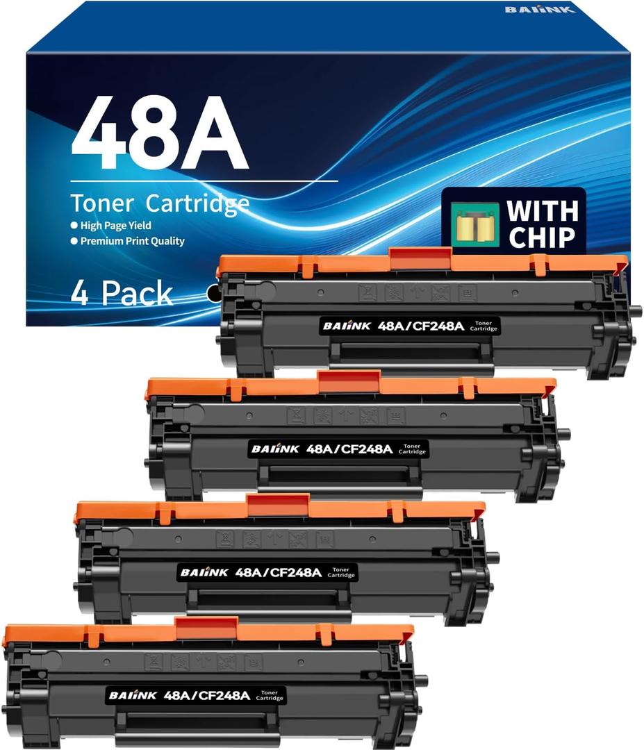 Compatible 48A Toner Cartridge Replacement for HP 48A Toner Cartridge Black CF248A Compatible with HP Pro M15w M15a M16w M16a MFP M28w M28a M29w M29a Printer (4 Black)