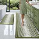 BSICPRO Bathroom Rugs and Mats Sets, 2 Piece Thick Absorbent Chenille Bath Mat Rug Set Non Slip, Soft Shaggy Bath Room Floor Mats for Bathroom, Machine Washable (Sage, 24" x 70" Plus 20" x 32")