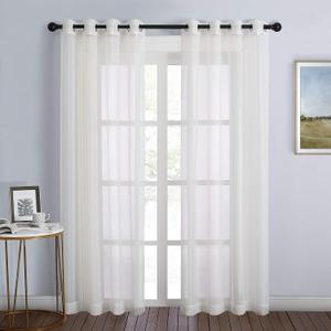 NICETOWN Sheer Curtains for Bedroom Windows 84 inch Length, Grommet Casual Voile Sheer with Light Filter Window Treatments for Nursery/Living Room, Beige, Set of 2, 54" Wide
