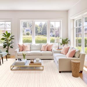 Pink Large Area Rug 8'x10' Living Room Nursery, Machine Washable 8' x 10' Rug Boho Moroccan Farmhouse, Soft Neutral Indoor Pink Carpet for Bedroom Dining Room Playroom