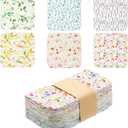 Kinlop 24 Pcs Spring Easter Lunchbox Cloth Napkins Bulk Reusable 2 Ply 8" x 8" Floral Style Flannel Wipes Washable Soft Cotton Sturdy Absorbent Cloth Placemats for Dining Home Party