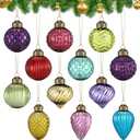 Soulchen 24 Pcs Vintage Retro Christmas Glass Ornaments 2.4'' Mini Multi Colorful Glass Balls Bulk Antique Xmas Hanging Decorations for Xmas Tree Wreaths Garland Holidays Farmhouse Party
