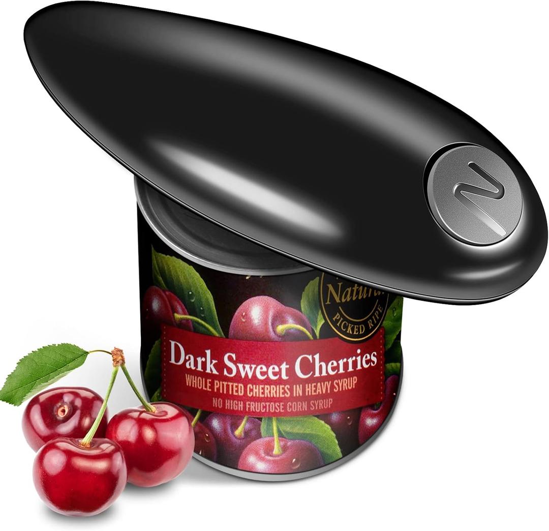 One Touch Battery Operated Electric Can Opener Fits Almost Size Can With Smooth Edge, Hands Free Electric Can Openers for Kitchen, Kitchen Gadgets Automatic Can Opener for Seniors, Arthritis (Black)