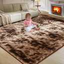Fluffy Rug Shaggy Area Rug, Mottling Brown 5x8 Area Rugs for Bedroom, Small Bedside Rug, Soft Fluffy Shaggy Entryway Throw Rugs for Living Room Bedroom Kids Room Home Decor