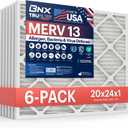 BNX TruFilter 20x24x1 Air Filter MERV 13 (6-Pack) - MADE IN USA - Electrostatic Pleated Air Conditioner HVAC AC Furnace Filters for Allergies, Pollen, Mold, Bacteria, Smoke, Allergen, MPR 1900 FPR 10