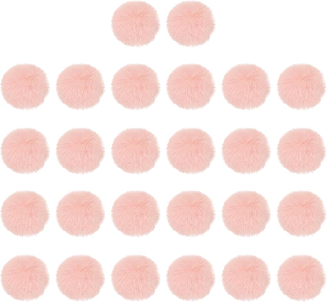 PATIKIL 2 Inch Faux Fur Pom Poms for Hats, 26 Pcs Soft Faux Rabbit Fur Large Fluffy Pompom Balls with Elastic Loop for DIY Crafts Keychains Removable Knitting Accessories, Dark Pink