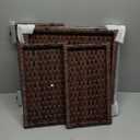 SUNSITT Rattan PE Resin Wicker Patio Side Table 2-Pack Sofa Wedge End Table with Tempered Glass Top, Brown