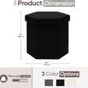 Hexagon Storage Ottoman, 15 Inch Foldable Footstool, Black, 15"D x 16.9"W x 15"H