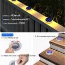 DetarZinLED Solar Step Lights Outdoor Waterproof, 4 Pack Warm White Flat Lights Solar Powered for Outside Stair, Deck, Dock, Pathway, Driveway, Ground