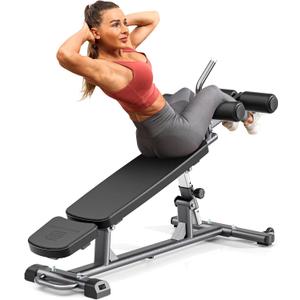 Semi-Commercial Sit-Up Bench with Reverse Crunch Handle for Ab & Core Workout and Decline Bench Press, Adjustable Weight Bench Press Set with 4 Adjustable Heights for Home Gym Strength Training