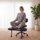 DUMOS Ergonomic ADHD Cross Legged Office Desk Chair with Adjustable Backrest, Height Adjustable Meditation Chair with 360 Swivel Footstool, PU Leather Yoga Stool for Home Office, Black, 33.66"D x 29.13"W x 34.84"H