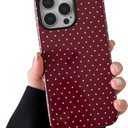 Compatible with iPhone 13 Pro Case, Fashion Cute Polka Dot Pattern Aesthetic Design for Women, Soft TPU and Hard Back Shockproof Phone Case for iPhone 13 Pro 6.1 inch, Wine Red
