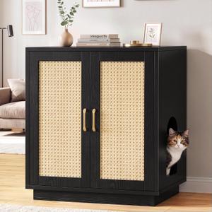 Cat Litter Box Enclosure Furniture-Hidden Storage, CLB0031BK