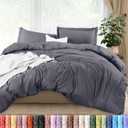 Utopia Bedding Duvet Cover Queen Size - 3 Piece with Zipper Closure - 1 Comforter Cover 90X90 Inches & 2 Pillow Shams 20X26 Inches (Grey) Comforter Not Included