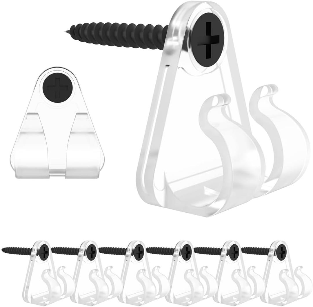 50 Pack Outdoor Lighting Clips, Clear Plastic Wall Mount Hooks for Hanging Christmas, Led, Fairy Lights, 10 Pound Weight Capacity