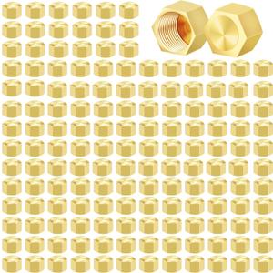3/8" Compression Cap, 150pcs Brass Compression Fittings Hex UNEF Thread Stop Valve Tubing Ends Sealing Caps Hose Connector for Gas Garden Water Air Line