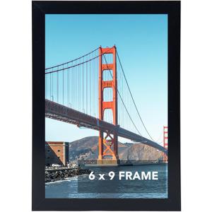 OMISHE 6x9 Picture Frame Black for Wall Hanging or Tabletop, 6 x 9 Frame Wall Mounting Horizontally or Vertically, 6 by 9 Wall Gallery Photo Frames, Black