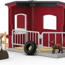 Schleich Farm World 31PC Goat Stable Playset with 2 Goat Figures and Accessories Farm Animal Toys for Boys and Girls Pretend Play Barn Toy for Imaginative Play - Toddlers, Kids Ages 3+ | 42726