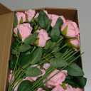 24 Pcs Pink Rose Artificial Flowers with Long Stem Real Touch Silk Plastic Bouquet Pink Roses Bulk for Wedding Party Table Centerpieces Festival Decorations