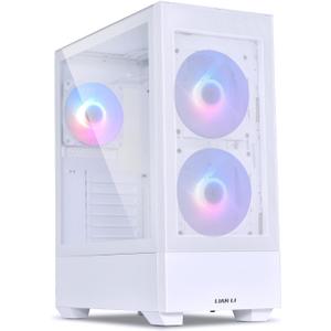 LIAN LI High Airflow ATX White PC Case, RGB Gaming Computer Case, Mesh Front Panel Mid-Tower Chassis, 3 ARGB PWM Fans Pre-Installed, USB Type-C Port, Tempered Glass Panel (LANCOOL 205 MESH C, White)