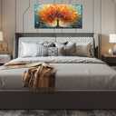 Zoyotago Large Canvas Wall Art Orange Yellow Tree Picture Modern Canvas Prints Ready to Hang for Bedroom Living Room Size 20x40, 20"L x 40"W, orange yellow tree