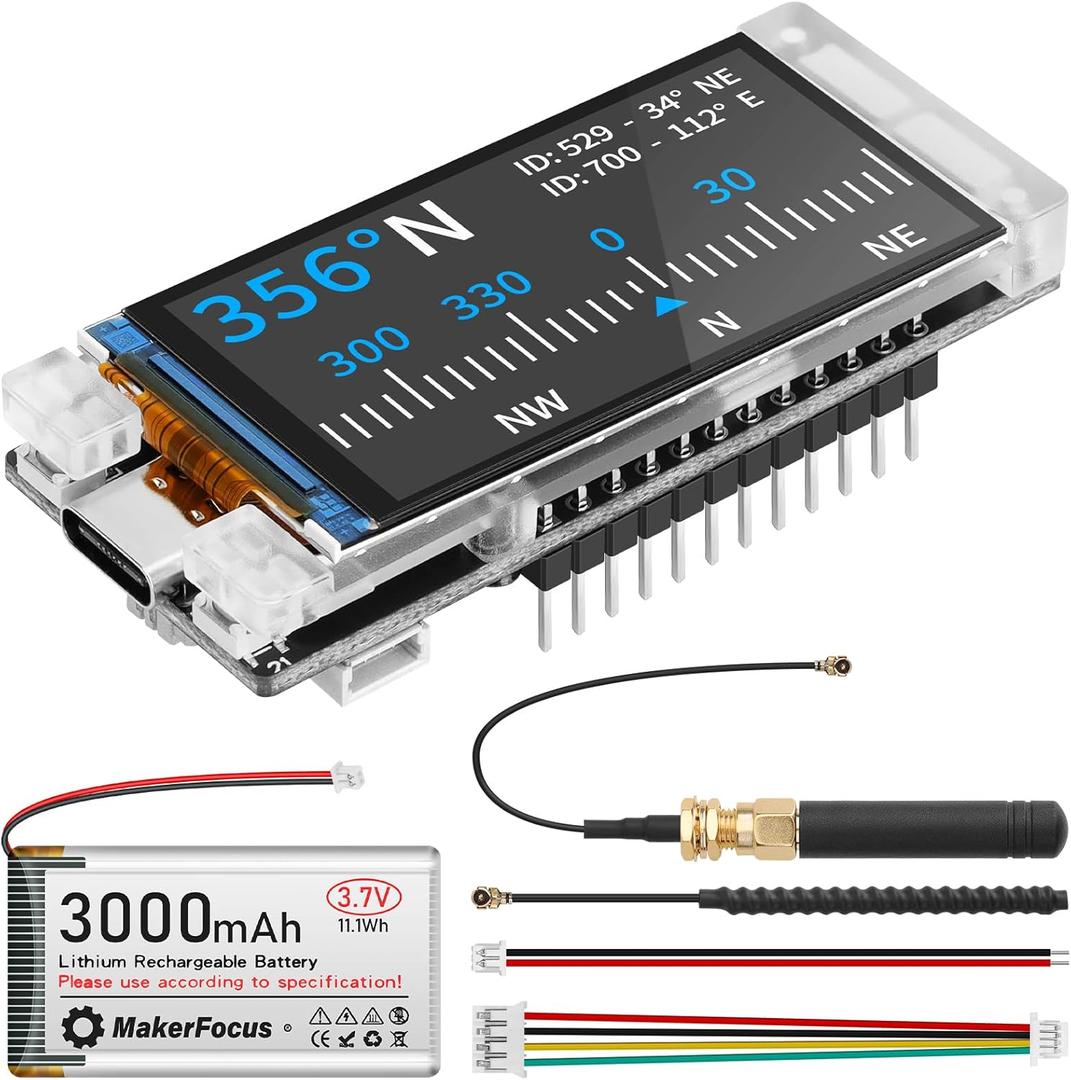 Vision Master T190 ESP32-S3R8 Development Board with 3000mAh Battery, 1.9-inch TFT Display, 915MHz Antenna Integrated SX1262 LoRa WiFi Bluetooth 5.0 Compatible with Meshtastic Arduino IoT