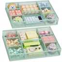 Marbrasse 2 Pack Desk Drawer Organizer, Mesh Drawer Organizer Tray with 8 Adjustable Compartments, Desk Organizers and Accessories, 5 Dividers Drawer for Office Supplies, Makeup & Vanity (Green)