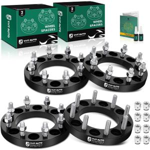 YHTAUTO 8x170mm Wheel Spacers 1 Inch Fits Ford F-250 Super Duty 1999-2002, Excursion 2000-2002 8 Lug Tire Spacers w/ M14x2 & 12.9 Grade Studs, 125mm Center Bore 4PCS Black Wheel Adapters