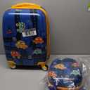 2Pc Kid Carry On Luggage Set, 12" & 18" Kids Suitcase with 4 Spinner Wheels, Travel Rolling Trolley