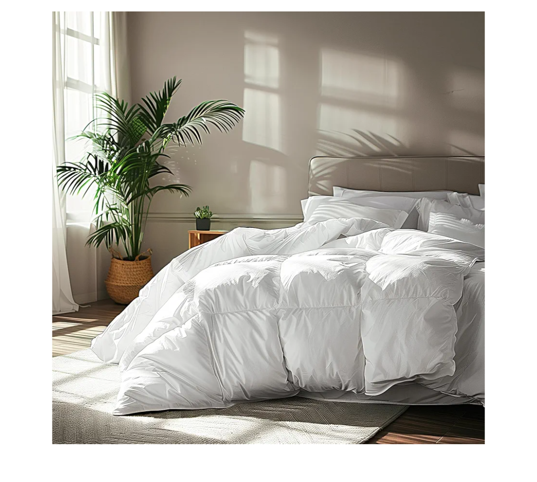 Serta Goose Feather Down Fiber Cotton Comforter Queen Size - 100% Cotton Duvet Insert - Hotel Luxury Hypoallergenic Bedding Comforter All Season Medium Warmth 90 x 90 Inch White