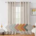 HOMEIDEAS Natural Linen Sheer Curtains, 84 Inches Long 2 Panels Textured Beige Semi Sheer Curtains Farmhouse Privacy Window Drapes for Bedroom Living Room