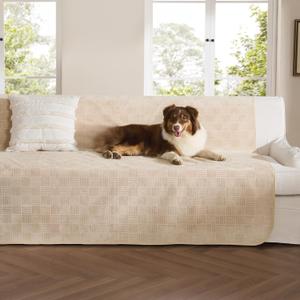 Bedsure Waterproof Couch Cover for Dogs Washable - Waterproof Blanket for Large Dogs Couch Sofa Bed Cozy, Lightweight Furniture Protector for Pet Cat Quick Drying, Sandy Tan, 52x82IN