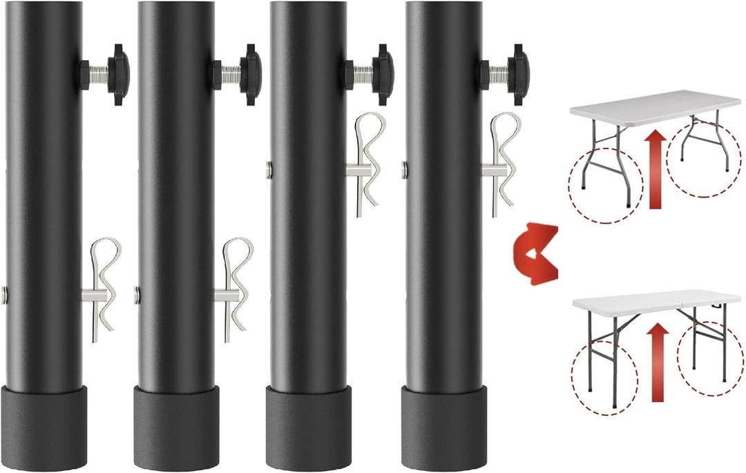 Folding table risers for Folding Tables Straight/Bent Leg, Durable Folding Table Leg Extensions 2 Levels/Heights Table Leg extenders-All for Treating Your Back pain(4-pack) (7.8 In (20cm)