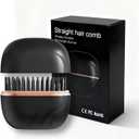 Mini Straightener Brush, Rechargeable Portable Hair Straightener Brush, 3-Speed Temperature Control, Anti-Scald Shell, Lightweight and Portable for Home Travel Gift (Black)