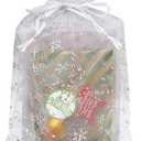 Jexila 50 Pack Christmas Organza Bags 8X12 inch Snowflake Large Christmas Mesh Drawstring Gift Bag for Packing Party Favor Goodie Candy Treat Bags