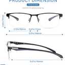 2 Pack Men's Bifocal Reading Glasses Clear Top Blue Light Blocking,Lightweight Rectangular Semi-Rimless Metal Frame TR90 Temples Readers,3.0x