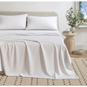 Great Bay Home Cotton Jersey Knit California King Sheet Set  UltraSoft, Stretchy, Heathered Melange Bed Sheets  Cozy, Soft TShirt Sheet & Pillowcase Set (Winter White)