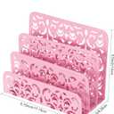 EasyPAG Mail Organizer Countertop 2pc Desk Mail Sorter for Envelope 3-Slot Vertical Letter Holder for Office, Home, School, Pink