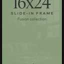 Americanflat 16x24 Poster Frame with Polished Front Cover - Slide-In Photo Frame with Buildable Molding - Fusion Collection - Picture Frames for Wall Display - Black