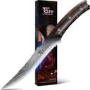 Boning Knife for Meat Cutting, 6.7 Inch Fillet Knife with Wood Handle, High Carbon Razor Sharp Flexible Blade for Deboning, Trimming, Damascus Pattern Full Tang Design, House Warming Gifts