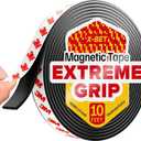 Super Sticky Magnetic Tape (10 feet x 1/2 inch) - Stong Magnet Strip with Adhesive Backing for DIY & Crafts - Easy to Cut and Mount on Fridges, Whiteboards & More