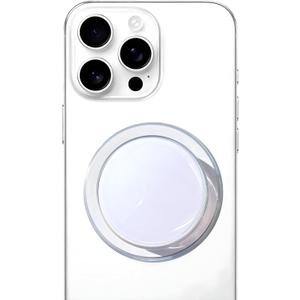 Magnetic Phone Handle Compatible with Phones, Foldable Phone Grip Stand for Smart Phones, Tablet Computers and Mobile Phone Accessories - Transparent Glitter Resin Pure White
