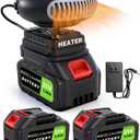 Battery Operated Heater Cordless, Portable Heater Car Window Defroster with Two 3000mAh Rechargeable Battery Powered Heaters with Anti Tilt Design for Indoors/Cars/Camping (60 Minutes Life)