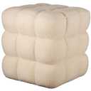 ALPOME 17''3 Square Ottoman Pouf Installed,Sturdy Wooden Frame,Capacity 330 lbs,Modern Sofa Stool Fuzzy Sherpa Footstool,Foot Rest,Cube Boucle,Vanity Stool,for Couch Living Room(Peach Fur)