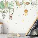 Decalmile Jungle Animals Safari Wall Decals Lion Monkey Koala Wall Stickers Baby Nursery Kids Room Toddler Room Wall Decor