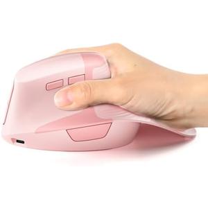 seenda Ergonomic Mouse Rechargeable, 2.4G USB & Type C Vertical Wireless Ergo Mouse with Instant Desktop Return Key, Quiet Click, Palm Rest, Anti-Slip Optical Mice for Mac OS, Windows, Pink