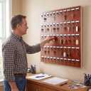 Xuhal Key Rack, Wall-Mounted Keychain Holder Display Hanging Board with 55 Bolted Metal Hooks with Customize Nameplate for Garage, Car Dealer, Office, Hotel, Real Estate, 23 x 23 Inches, 23 x 23 x 2.24 inches