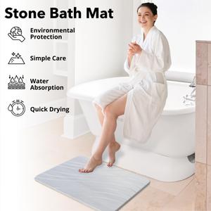 Amazon.com: Innerfly Stone Bath Mat Size 23.5"x 15"inch, Stone Mat with Wave Design Bath Stone, Quick Dry Bath Stone Mat, Diatomaceous Earth Bath Mat 