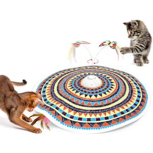Potaroma Cat Toys Chargeable, 3in1 Hide and Seek, Automatic Interactive Fun, Fluttering Butterfly, Moving Feather, Kitten Wand, Indoor Kitty Exercise Kicker 22.8 Inch Cover for All Breeds (Vibrant Bohemian)